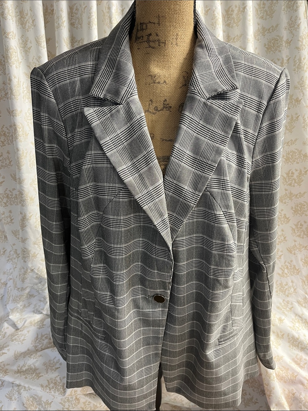 Lane Bryant Gray Plaid Blazer Jacket